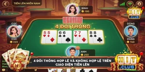 Minh họa bộ bốn đôi thông hợp lệ và không hợp lệ trên giao diện tiến lên miền Nam